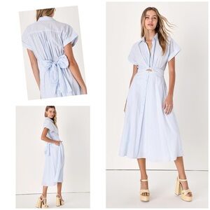 Lulu's Light Blue Stripe Midi Shirt Dress